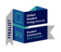 Logo for Global Student Living award 2023 finalists for student community UK and Ireland