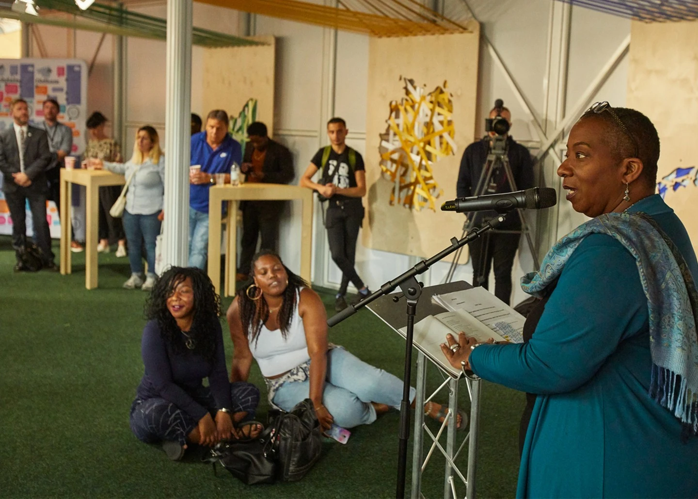 A poetry reading in the Benzie building at Manchester Met