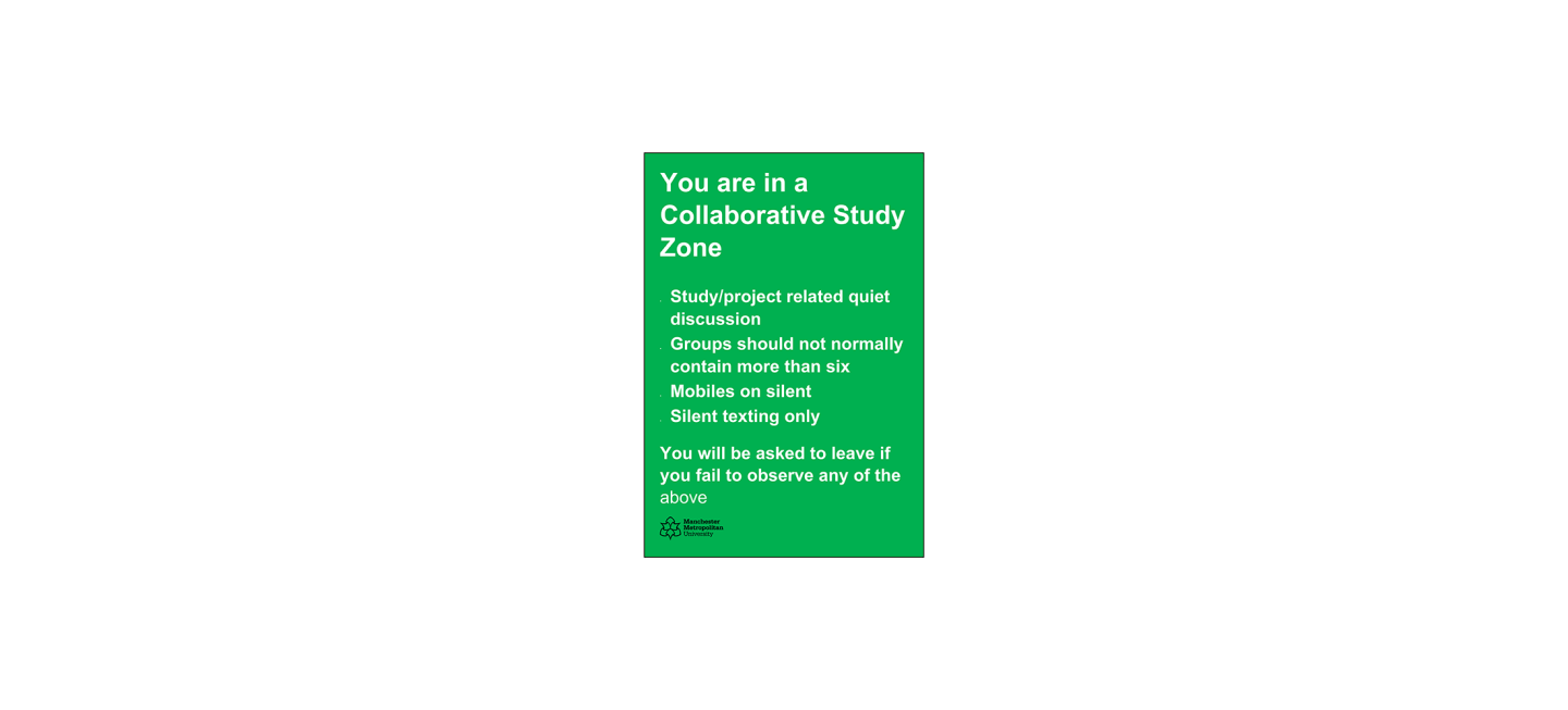 All Saints Library Collaborative study zone poster Jan 23