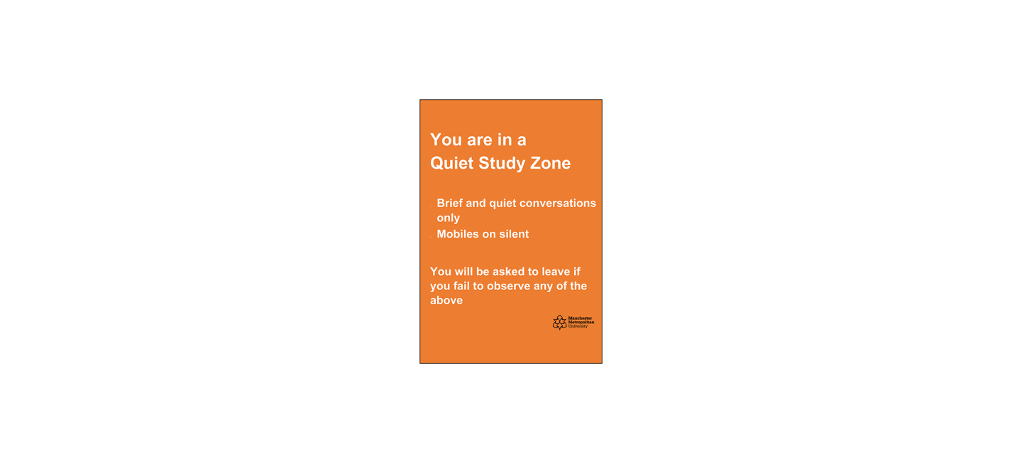 All Saints Library Quiet study zone poster Jan 23