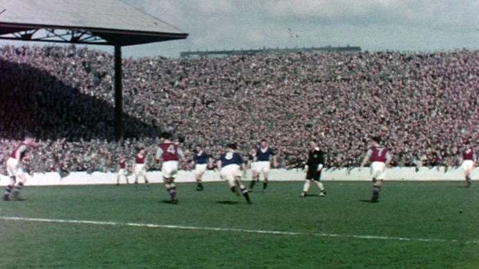 Burnley play Manchester United at Turf Moor in 1957