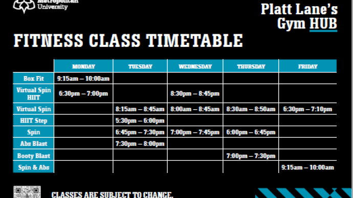 Platt lane fitness class timetable